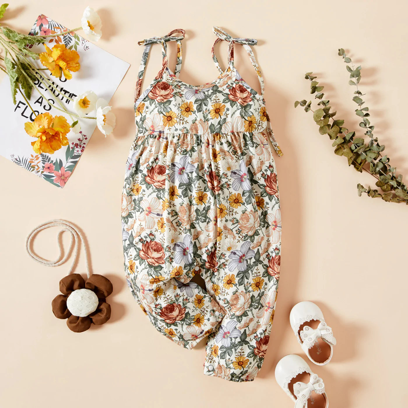 Colorful Floral Print Baby Sling Jumpsuit