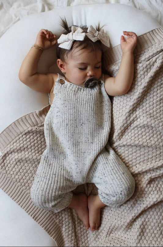 Handmade Chunky Knit Overalls - Black Speckle